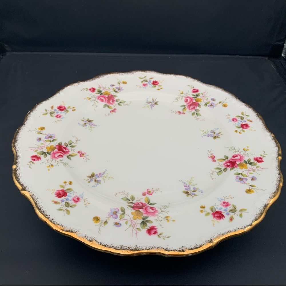 Royal Albert Porcelain Dinner Plate with Gold Trim Tenderness Pattern England